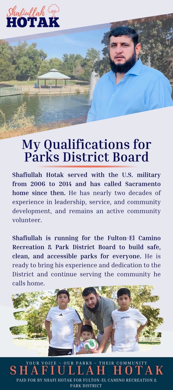 Shafiullah Hotak in a blue shirt beside a park lake
